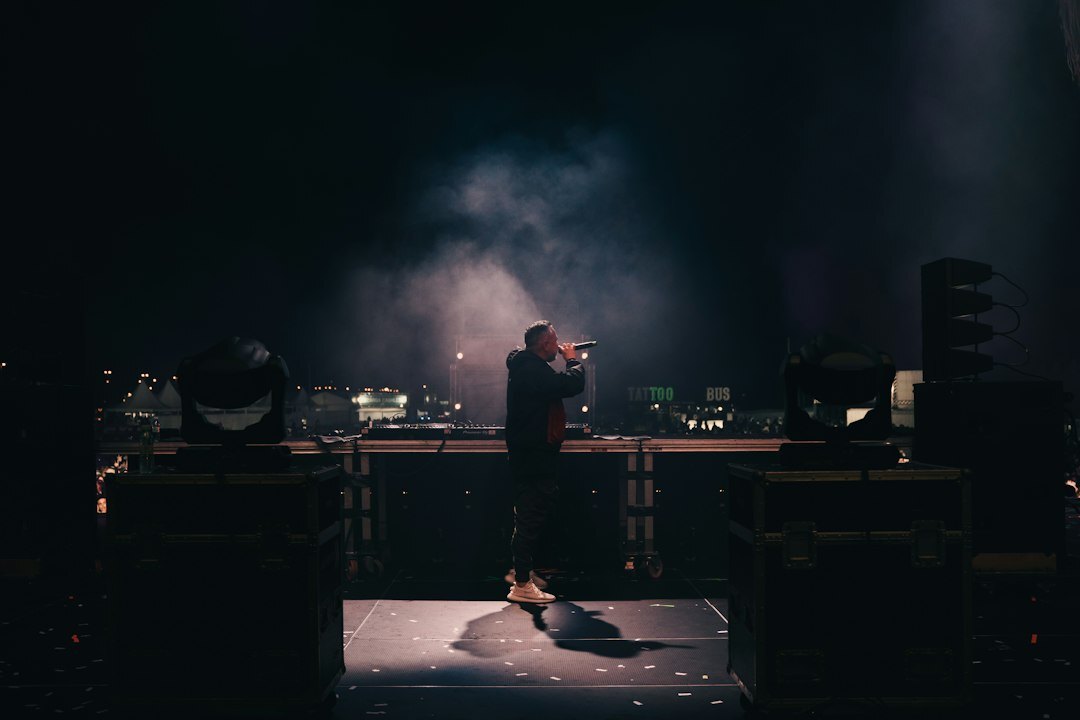 Multi-camera live studio set with presenters and camera operators